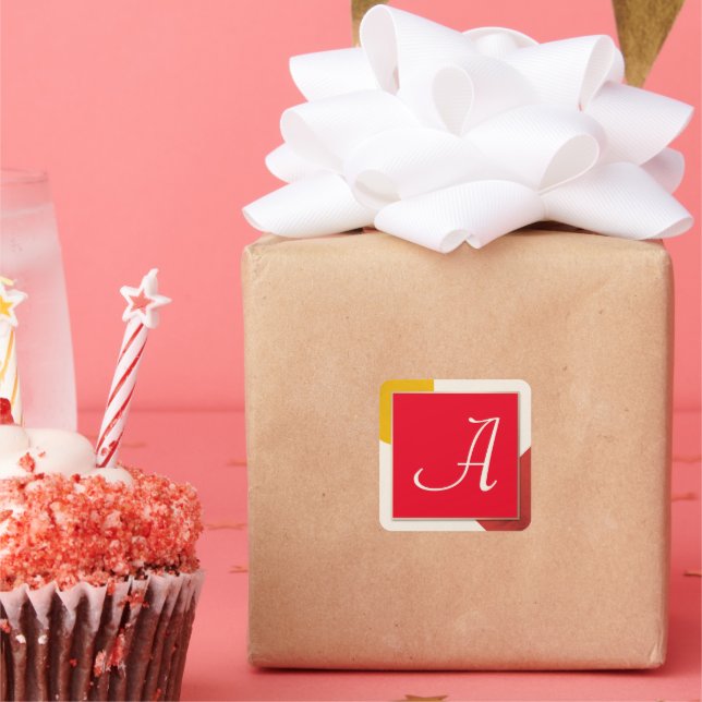 Monogramskript A Fyrkantigt Klistermärke (Part)