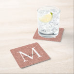 Monogramskript för Gnistran Girly Ro Guld Glitter Underlägg Papper Kvadrat<br><div class="desc">Girly Ro Guld Gnistra Monogram-Glittren Namn Square Papper Underlägg</div>