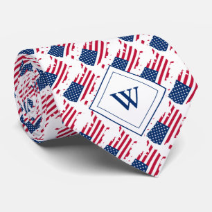 Monogramskript för USA AMERICA Flagga Anpassningsb Slips