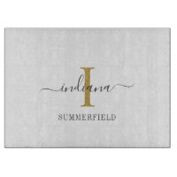 Monogramskript Hand-Lettered Namn Guld Grått
