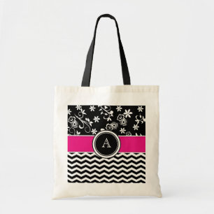 Monogramsparren och blommönstertotot hänger lös tygkasse