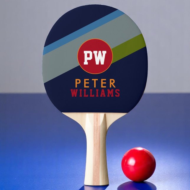 Monogramspelarens Namn & initialer på coolans mode Pingisracket (Skapare uppladdad)