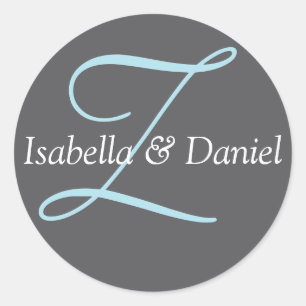 Monogramssymbolen Monogram Seal Wedding Runt Klistermärke