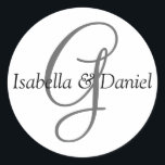 Monogramssymbolen Monogram Seal Wedding Runt Klistermärke<br><div class="desc">Monogrampresenter har ett stort urval anpassningsbara USPS-portabel frimärke,  klistermärken,  hälsningskort,  skjortor,  hattar,  knappar,  magneter och så mycket mer. Dessa monogram är underbara för att skicka ut bröllopsinbjudningar,  inbjudningar till firandepartiet,  tillkännagivande för studenten och överraska födelsedagsfester bara till namn några få.</div>