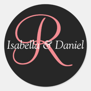 Monogramssymbolen Monogram Seal Wedding Runt Klistermärke