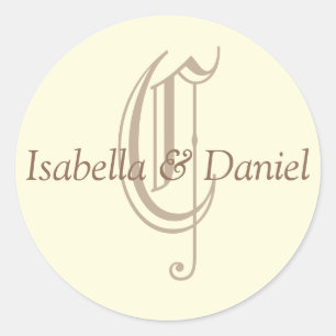 Monogramssymbolen Monogram Seal Wedding Runt Klistermärke