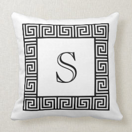 Monogramsvart & dekorativ kudde för vitgreknyckel
