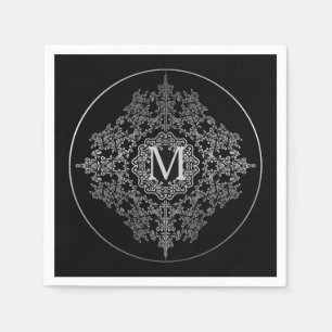 Monogramsvart & Filigree motivservetter för silve Pappersservett