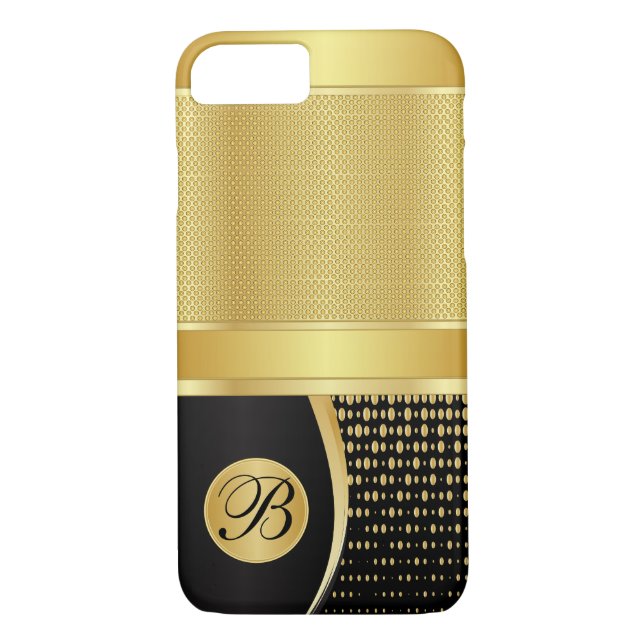 Monogramsvarten och guld- metalliska kopplar ihop Case-Mate iPhone skal (Baksida)