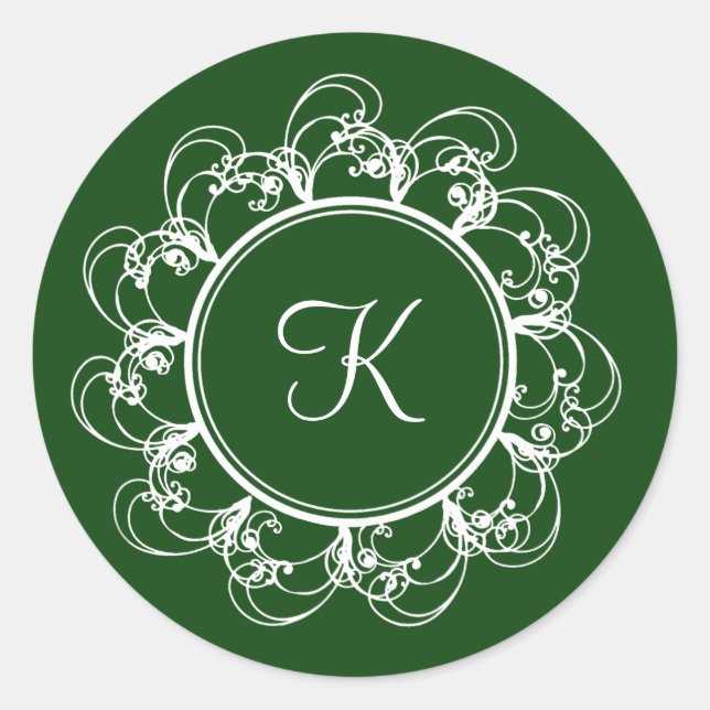 Monogramsymbol (grönt) runt klistermärke (Framsida)