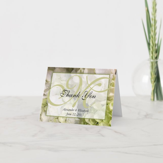 Monogramtackvanlig hortensia noterar kortet tack kort (Framsida)
