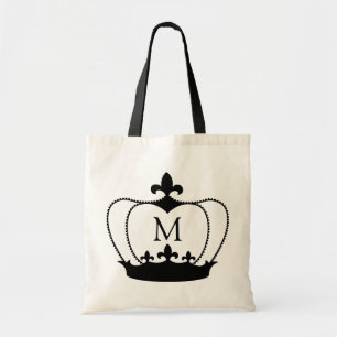 Monogramtotot för krona Fleur-de-lis hänger lös Tygkasse