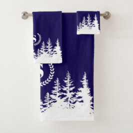 Monogramträd Badtorkställ Blue och Vit