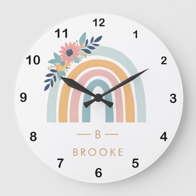 Monogramtrendande rosa stor klocka (Framsida)