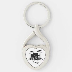 Monogramtrumset Twisted Heart Silverfärgad Nyckelring