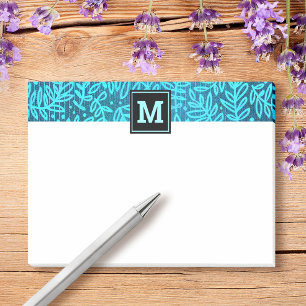 Monogramturkos botaniska löv mönster moderna post-it block