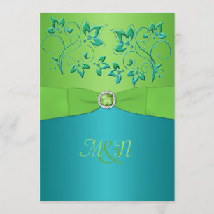 Monogramturkos, limefrukt blom- gifta sig Invitate Inbjudningar