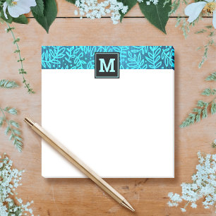 Monogramturkos löv botaniska mönster modern post-it block