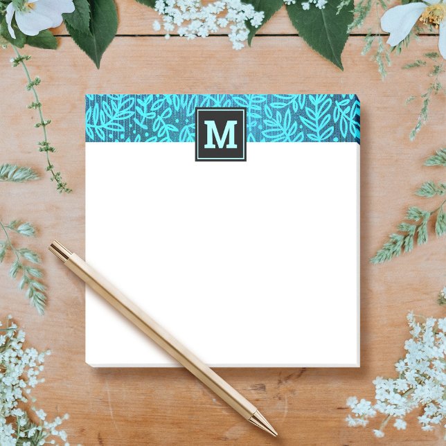 Monogramturkos löv botaniska mönster modern post-it block (Skapare uppladdad)