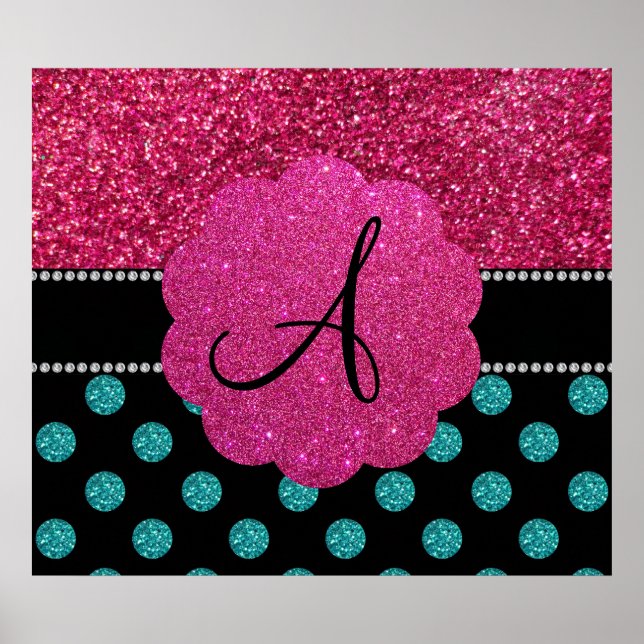 Monogramturkos och rosa polka dots poster (Framsidan)