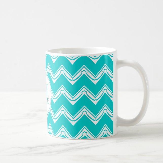 Monogramturkos och vitsparremönster kaffemugg (Höger)