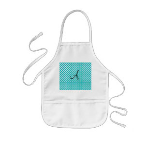 Monogramturkospolka dots barnförkläde