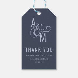 Monogramtypografi enkel Bröllop Tack Presentetikett