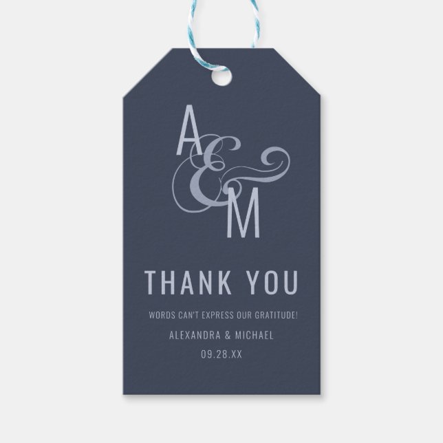 Monogramtypografi enkel Bröllop Tack Presentetikett (Framsidan)