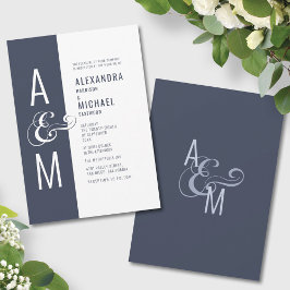 Monogramtypografi enkel fet minimalistisk Bröllop Inbjudningar