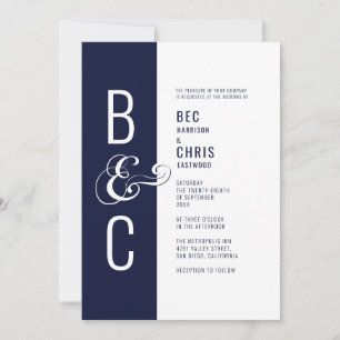 Monogramtypografi enkel fet minimalistisk flotta inbjudningar