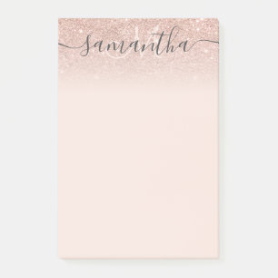 Monogramtypografi  glitter ro guld post-it block