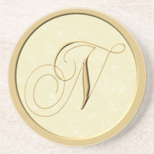 Monogramunderlägg - brev N Underlägg Sandsten