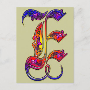 Monogramutskrift av Brev E-alfabet Vykort