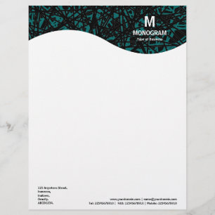 Monogramvåg - Abstrakt Linjer - Moss Grönt Brevhuvud