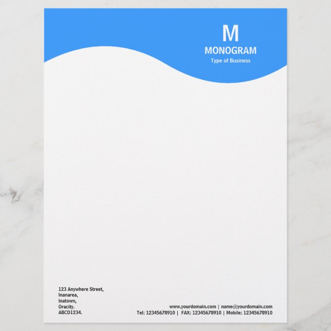 Monogramvåg - Baby blue 3399FF Brevhuvud (Framsida)