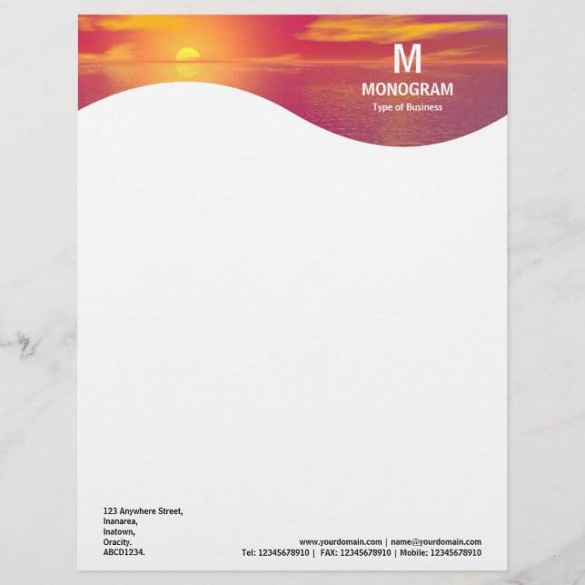 Monogramvåg - Sunset Sunrise Brevhuvud (Framsida)