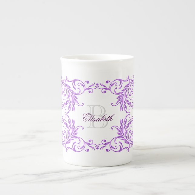MonogramVioletdamast Benporslin Mugg (Framsidan)