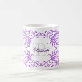 MonogramVioletdamast Kaffemugg