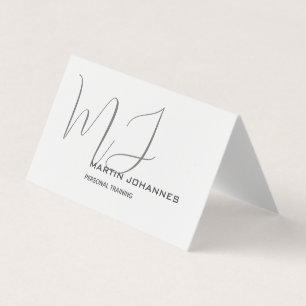 Monogramvit grå personlig tränare modern visitkort