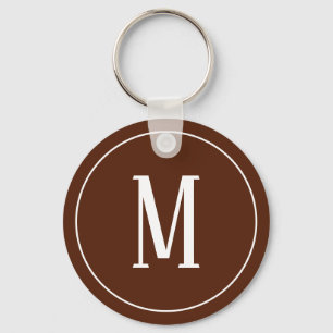 Monogramvit på bruna Keychain Nyckelring