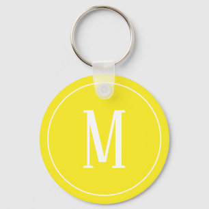 Monogramvit på gula Keychain Nyckelring