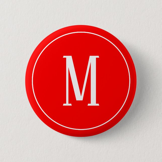 Monogramvit på röd runda knäppas knapp (Framsida)