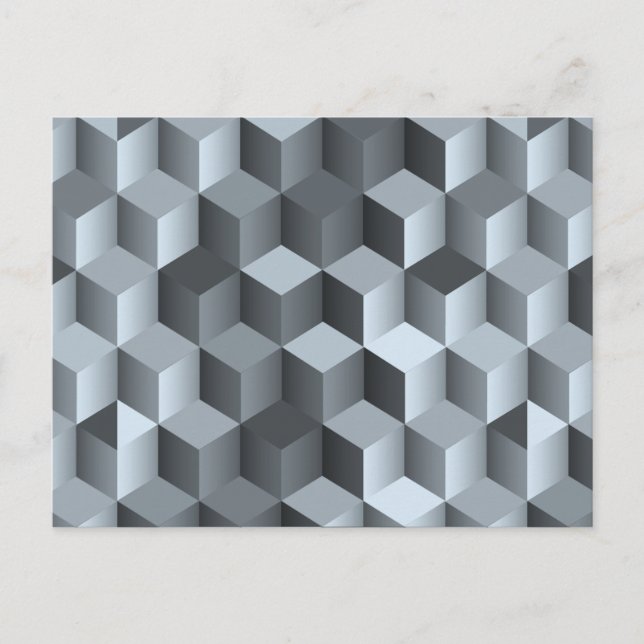 Monokrom 3D-kubdesign Vykort (Framsida)