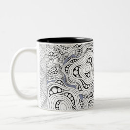 Monokrom Abstrakt Flowers Mugg