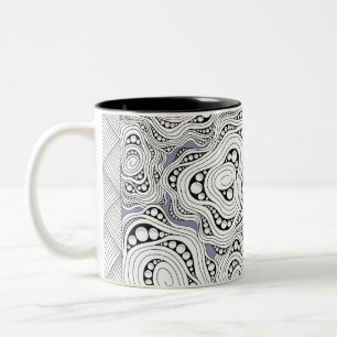 Monokrom Abstrakt Flowers Mugg