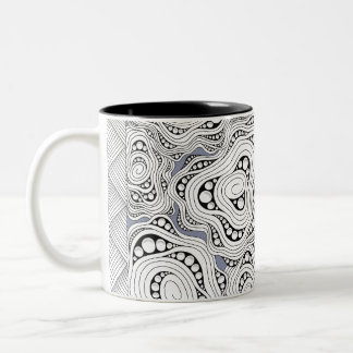 Monokrom Abstrakt Flowers Mugg