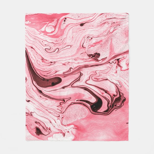 Monokrom Abstrakt Vatten Paintbrush,Red Futuristi Fleecefilt (Framsidan)