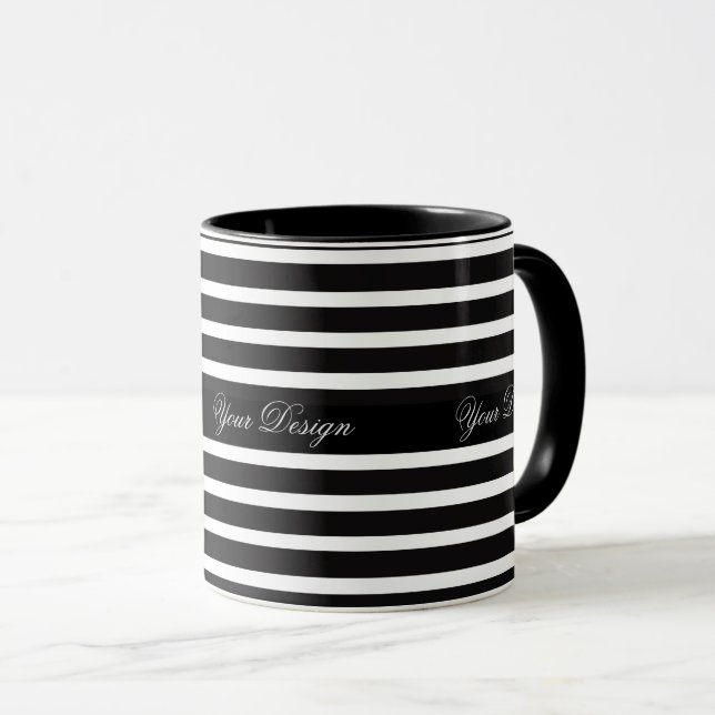 Monokrom Anpassningsbar Monogram Mugg-kaffe Kopp (Framsida höger)