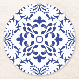 Monokrom Azulejo Rund Koppunderlägg Underlägg Papper Rund