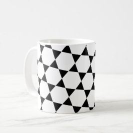 Monokrom B&W Hexagon Honeycomb Triangles Mönster Kaffemugg